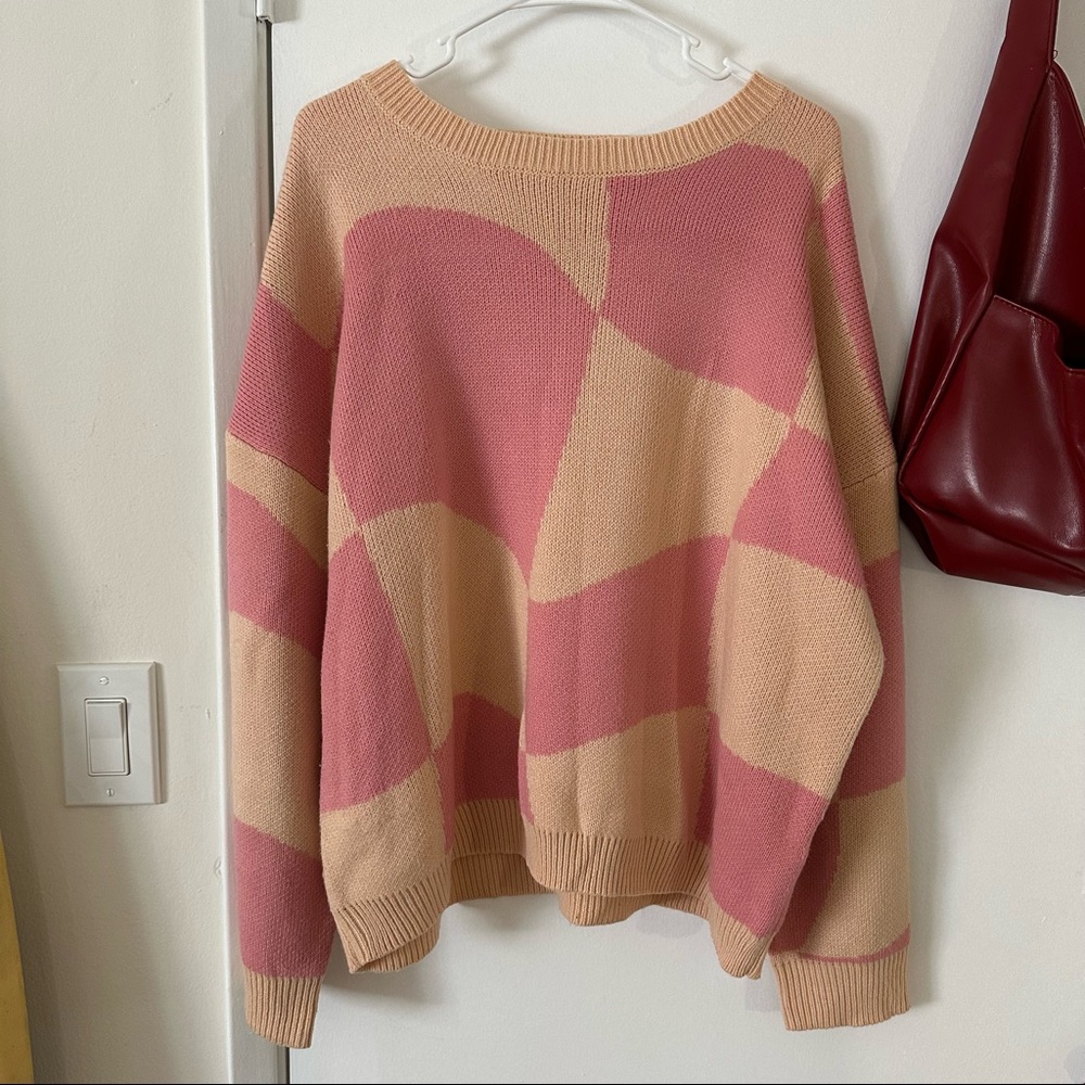 Urban Outfitters Pink / Peach Colorblock Sweater